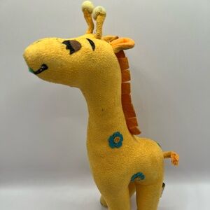 Dream Pets Yellow Giraffe 8.5” Blue Flowers Stuffed Animal Plush  Animals Toys